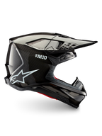 Alpinestars Supertech M10 Solid Helm ECE 22.06, schwarzer glänzender Carbon-Motocrosshelm mit Carbon-Schale, Visier und Belüftungsöffnungen für Offroad-Fahrten