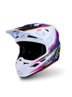Alpinestars S-M7 Blaster Helm ECE06, Offroad-Helm, Weiß, Lila und Pink, aerodynamische Verbundschale, ECE 22.06 zertifiziert