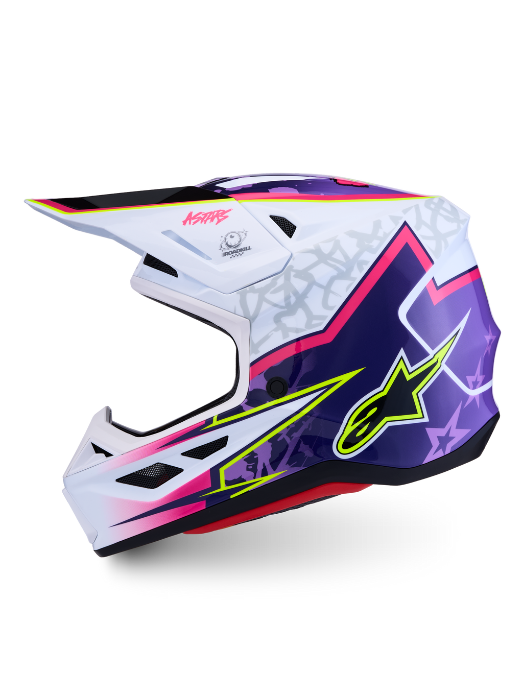Alpinestars S-M7 Blaster Helm ECE06, Motocross-Helm, Lila und Pink, Verbundschalenkonstruktion, ECE 22.06 zertifiziert