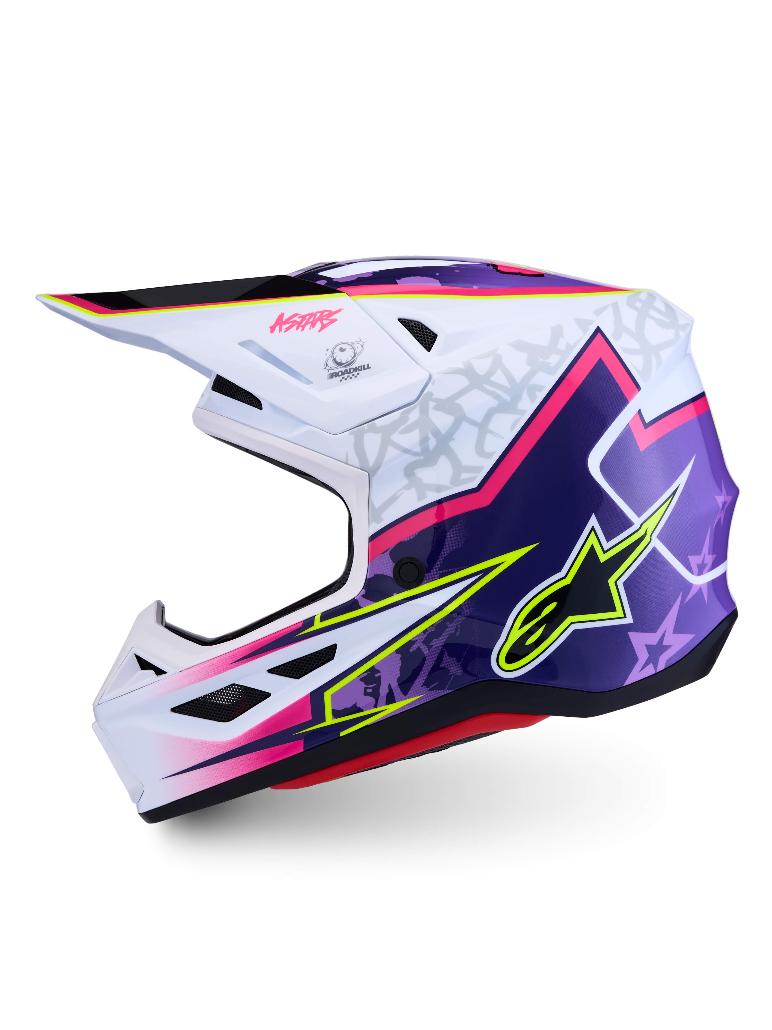 Alpinestars S-M7 Blaster Helm ECE06, Motocross-Helm, Lila und Pink, Verbundschalenkonstruktion, ECE 22.06 zertifiziert