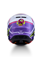 Alpinestars S-M7 Blaster Helm ECE06, Motocross-Helm, Lila und Pink, glänzend, Rosen-Grafik, Sternenmotiven, ECE-zertifiziert.