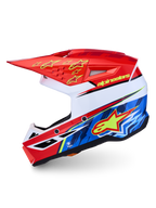 Alpinestars SM3 Falcon Helm ECE06, Motocross-Helm für MX und Enduro, Rot, Blau und Weiß, ECE 22.06-zertifiziert, mit patentiertem Visierfreigabesystem und thermoinjizierter Schale.