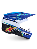 Alpinestars SM3 Helm Falcon ECE06, Motocross-Helm, Blau und Weiß, Sternengrafiken, Belüftung, ECE 2206-zertifiziert.