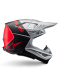 Alpinestars Supertech M10 Flood ECE 22.06 Helm, Motocross-Helm, Silber, Schwarz und Fluo-Orange, mattes und glänzendes Finish, aerodynamisches Profil mit Multi-Composite-Schale, markantes Branding mit orangefarbenem Alpinestars-Logo, High-Flow-Belüftungsöffnungen und schützendes Visier