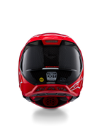 Alpinestars Supertech M10 Flood ECE 22.06 Helm, Rückansicht, Rot Fluo Rot Matt und Glänzend, Motocross-Helm mit sichtbarer Carbonfaser-Struktur, MIPS- und DOT-Zertifizierungsaufklebern und aerodynamischen Belüftungsöffnungen