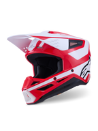 Alpinestars S-M3 Heat Helm, Motocross-Helm, Rot, Weiß, Schwarz, ECE-22.06-zertifiziert, glänzendes Finish, weißes Visier.