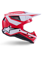 Alpinestars S-M3 Heat Helm, glänzender Motocross-Helm in Rot, Weiß und Schwarz, ECE 22.06-zertifizierter Offroad-Schutz.