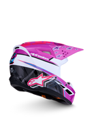 Alpinestars SM3 Jugend-Helm Falcon ECE06, Motocrosshelm für Jugendliche, Lila und Weiß mit glänzend pinken Grafiken, ECE 2206 zertifiziert.