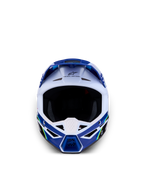 Alpinestars SM3 Jugend-Helm Falcon ECE06, blau-weißer Motocross-Helm für Jugendliche, Frontalansicht mit Belüftungssystem