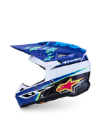 Alpinestars SM3 Jugend-Helm Falcon, Motocross-Helm für Kinder, Blau und Weiß, ECE 22.06 zertifiziert, leichte Polymer-Schale.
