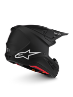 Alpinestars S-M7 Helm Solid ECE06, mattschwarzer Motocross-Rennhelm mit weißem Astars-Logo und aerodynamischem Design.