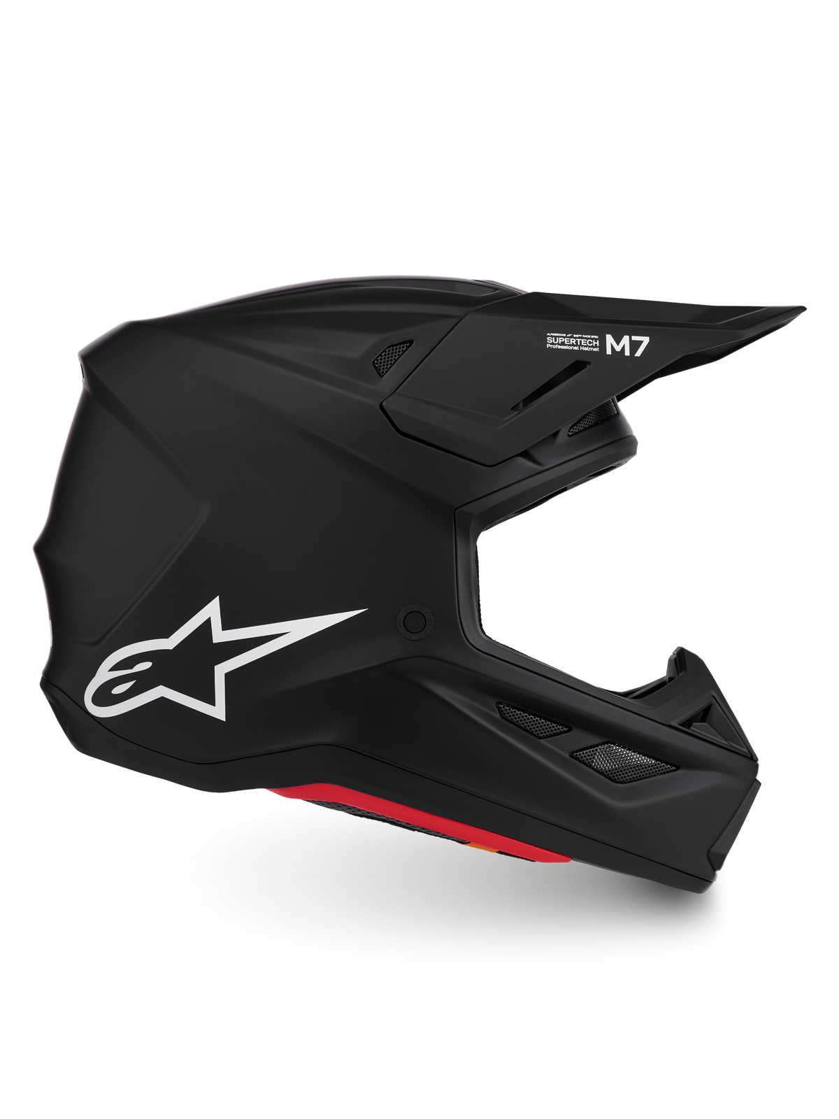 Alpinestars S-M7 Solid Helm, Motocrosshelm, Mattschwarz, aerodynamische Verbundschale, weißes Astar-Logo, ECE 22.06-zertifiziert