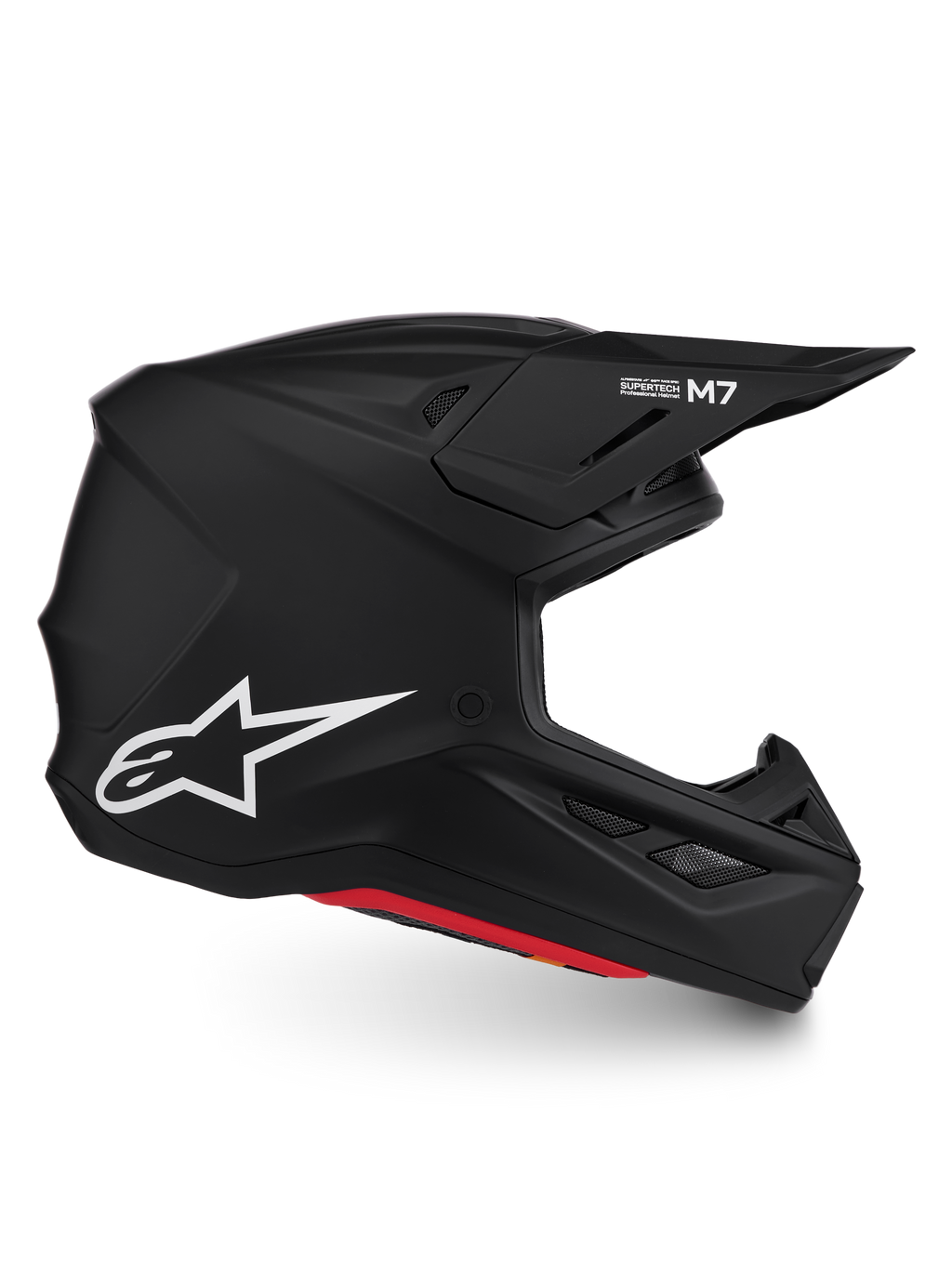 Alpinestars S-M7 Solid Helm, Motocrosshelm, Mattschwarz, aerodynamische Verbundschale, weißes Astar-Logo, ECE 22.06-zertifiziert
