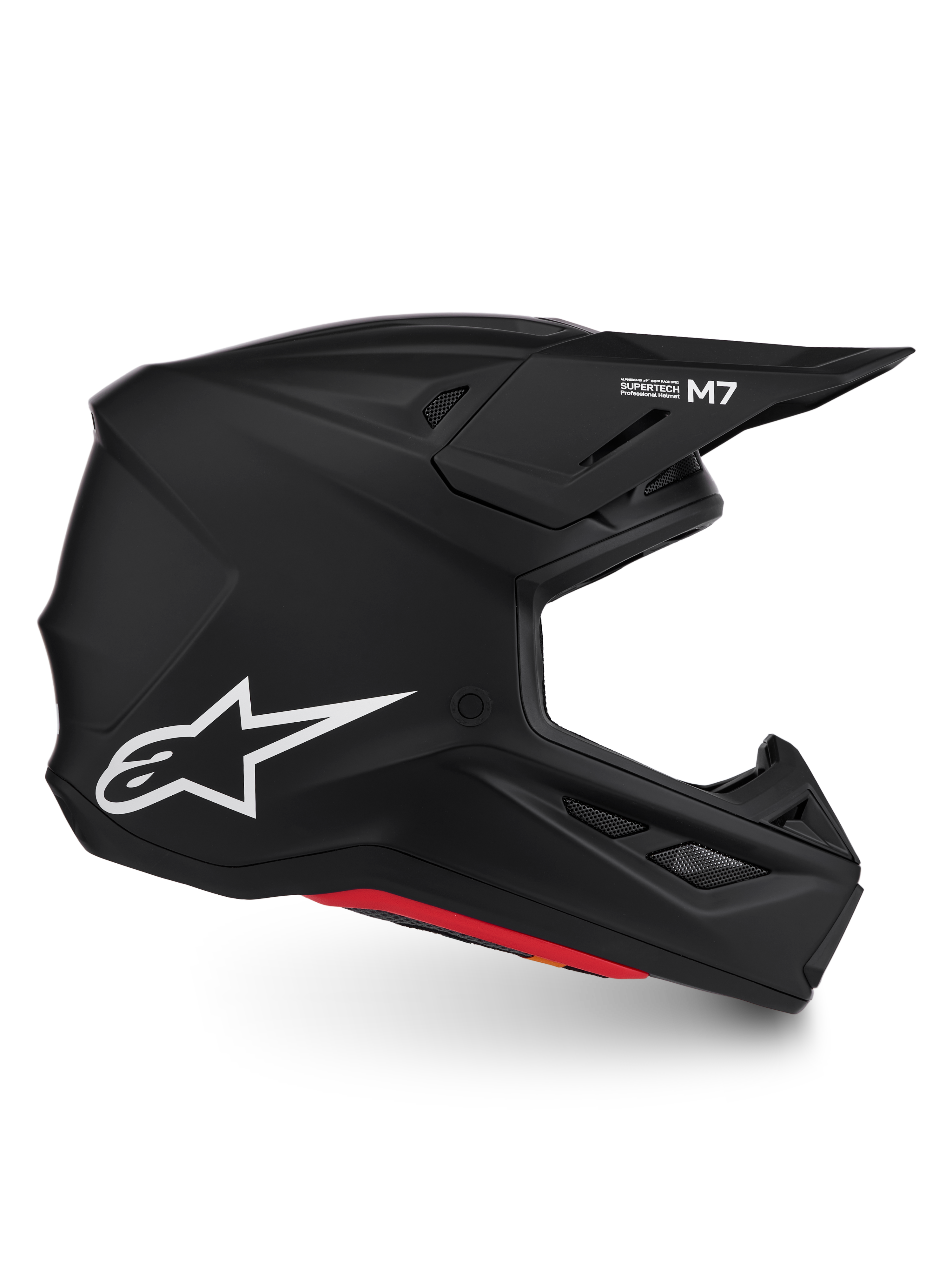 Alpinestars S-M7 Solid Helm, Motocrosshelm, Mattschwarz, aerodynamische Verbundschale, weißes Astar-Logo, ECE 22.06-zertifiziert