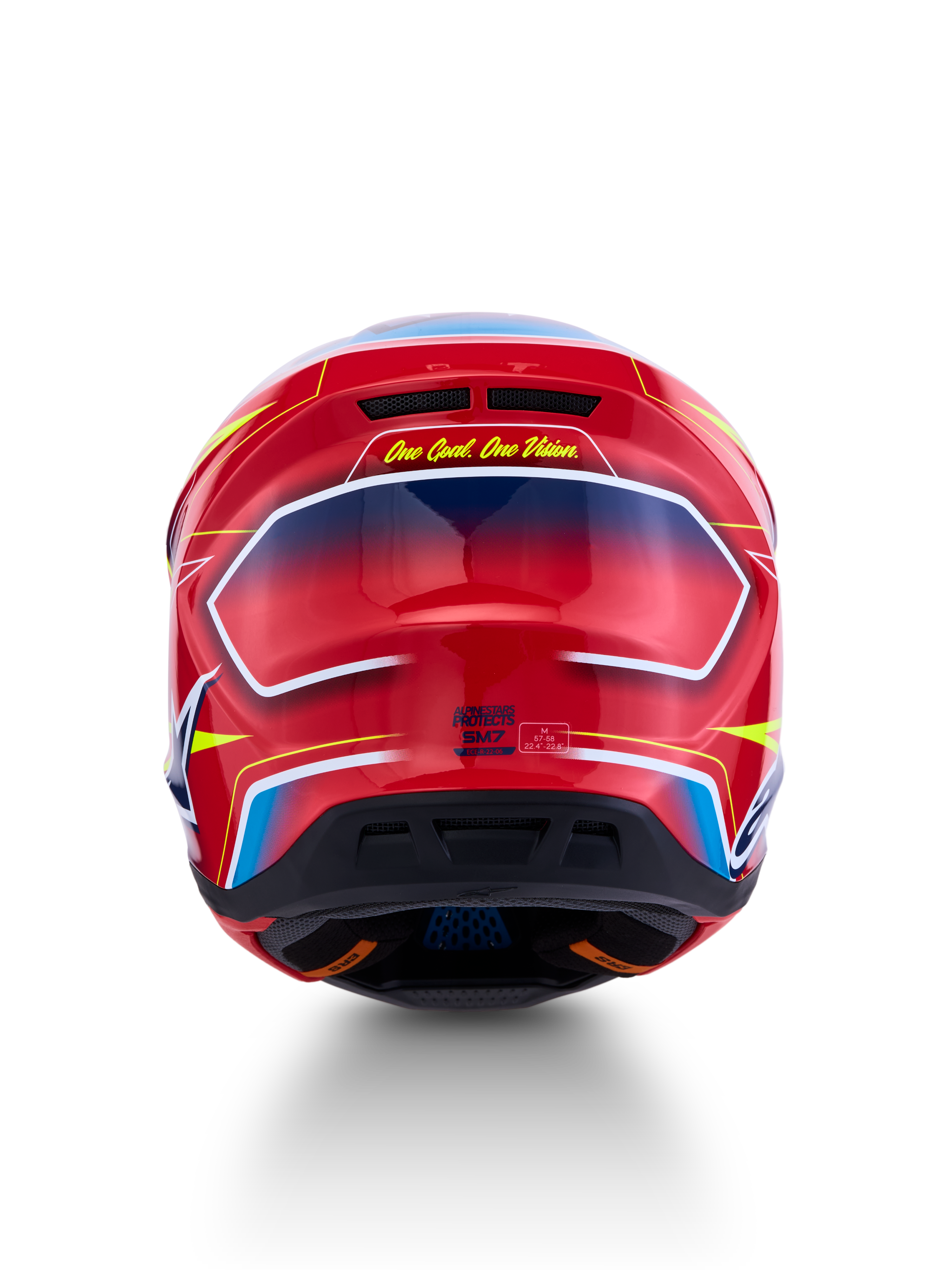 Alpinestars S-M7 Cast Helm ECE06, glänzend Rot und Blau, Motocross-Helm mit aerodynamischem Profil, ECE 22.06 zertifiziert.
