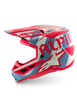 Alpinestars S-M7 Beast Coast Motocross-Helm, mattes Hellgrau und Orange, aerodynamisches Design für Offroad-Rennen.