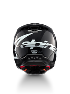 Alpinestars S-M5 Helm Corp, Motocross-Helm, Dunkelgrau glänzend, ECE 22.06, Rückansicht mit weißem Logo, Größe M.