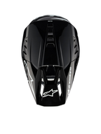 Alpinestars S-M5 Corp Motocrosshelm, Dunkelgrau glänzend, ECE 22.06 zertifiziert, Draufsicht mit oberer Belüftung.