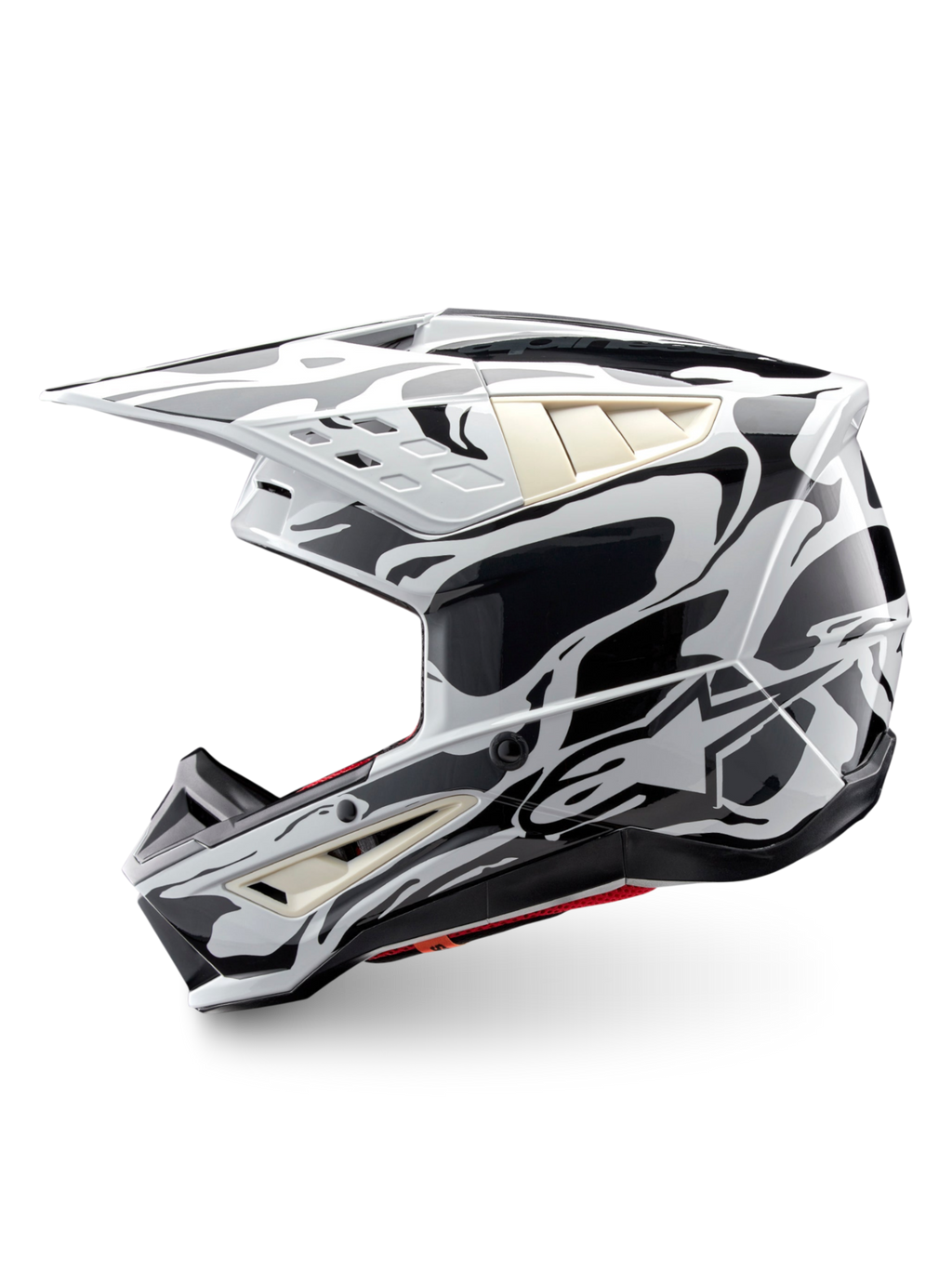 Alpinestars S-M5 Mineral Helmet, off-road motocross helmet in Cool Gray and Dark Gray Glossy, ECE 22.06 certified.