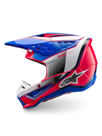 Alpinestars S-M5 Sail Helm, Offroad-Motocrosshelm in glänzendem Blau und Pink, ECE 22.06-zertifiziert, fortschrittliche Belüftung.