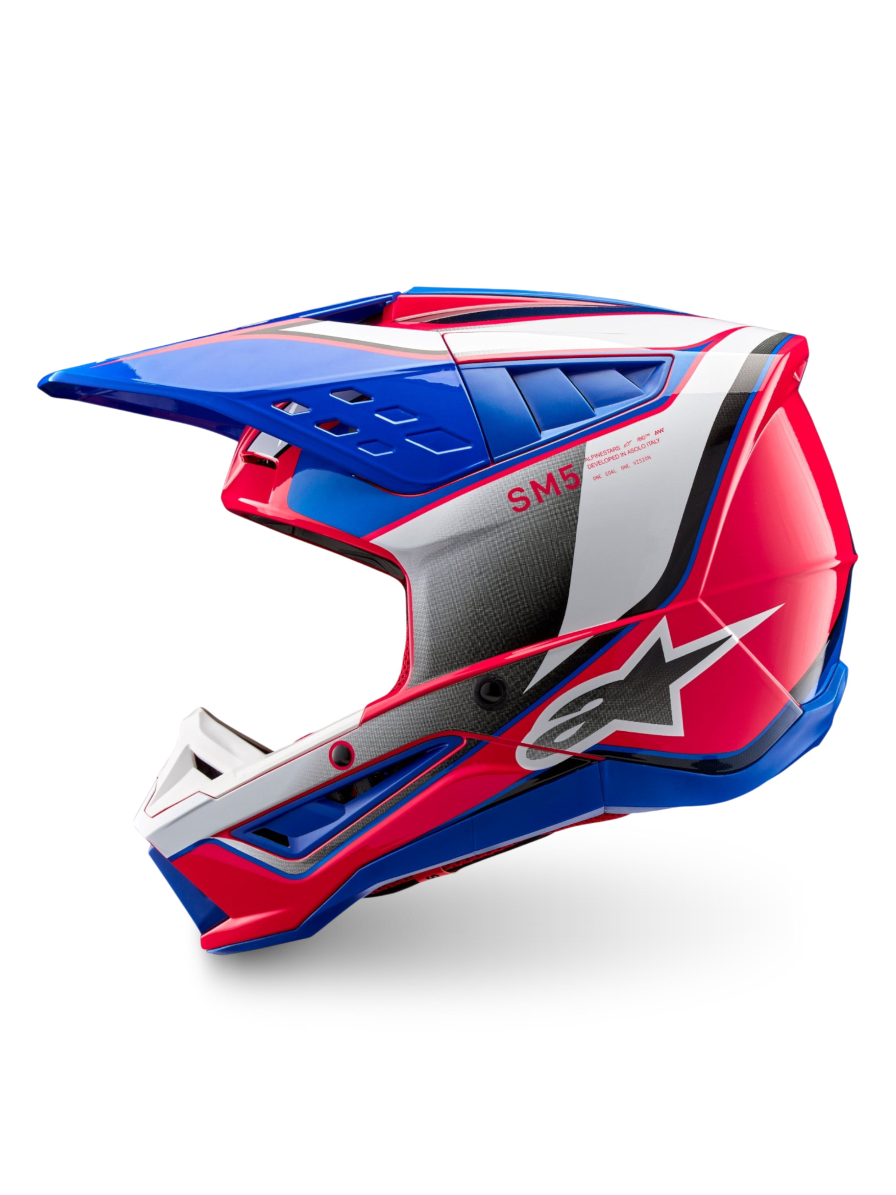 Alpinestars S-M5 Sail Helm, Offroad-Motocrosshelm in glänzendem Blau und Pink, ECE 22.06-zertifiziert, fortschrittliche Belüftung.