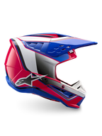 Alpinestars S-M5 Sail Helm, ECE 22.06 Motocross-Helm in Weiß, Diva Rosa und Emaille Blau, glänzendes Finish.