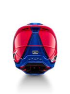 Alpinestars S-M5 Sail Helm, Motocross-Rennhelm, Diva Rosa und Emaille-Blau, Rückansicht mit ECE 22.06-Zertifizierung.