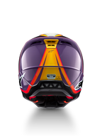 Alpinestars S-M5 Sail Helm, Motocross-Helm, Größe M, Violett und Gelb, ECE 22.06 zertifiziert, Rückansicht.