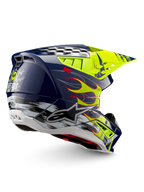 Alpinestars S-M5 Rash Helm, Motocross-Helm in Nachtmarine und Gelb Fluo Glänzend, ECE 22.06-zertifizierter Schutz.