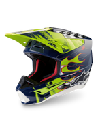Alpinestars S-M5 Rash Helm ECE 22.06, Motocrosshelm in Nachtmarine und Gelb Fluo glänzend mit fortschrittlichem Schutz.