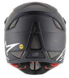 Alpinestars Missile Tech Solid Helm in Schwarz Matt, Rückansicht mit Mesh-Belüftung und MIPS-Logo für Downhill-MTB.
