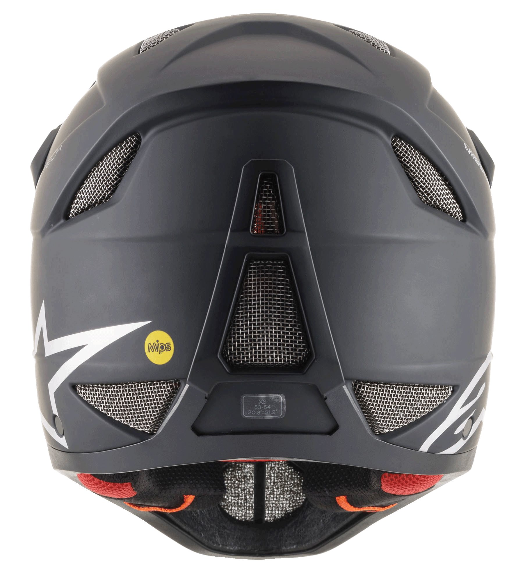 Alpinestars Missile Tech Solid Helm in Schwarz Matt, Rückansicht mit Mesh-Belüftung und MIPS-Logo für Downhill-MTB.