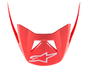 Alpinestars Visier Vector Tech A2, MTB-Helmvisier, Leuchtend Rot mit weißem Stern-Logo, aerodynamisches Design mit kantigen Erweiterungen, glänzende Oberfläche für Mountainbiking