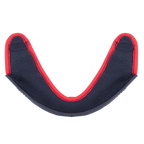 Alpinestars Supertech R10 Kinnvorhang, Helmzubehör, dunkelgraues Gewebe mit einem markanten rot bestickten Rand und einer gebogenen schwarzen Kunststoffkante, offizielles Ersatzteil für S-R10 Helme