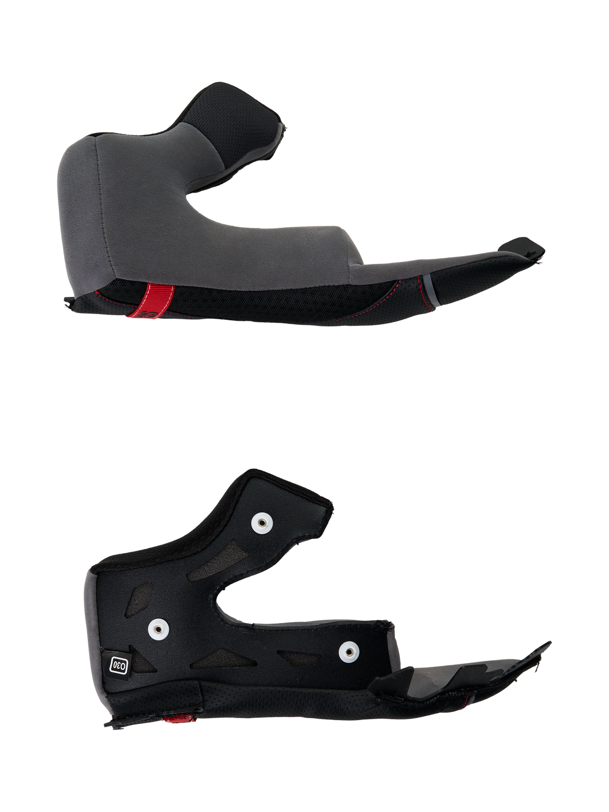 Alpinestars S-R7 Wangenpolster, Ersatz-Wangenpolster für Motorradhelm, Grau und Schwarz, Polyurethan-Konstruktion mit Druckknöpfen, Detailansicht des Helmzubehörs