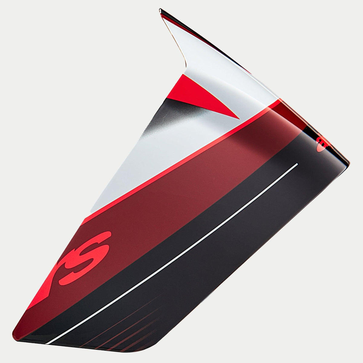 Alpinestars Supertech R10 Team Race Spoiler, Helmet Accessory, Black Carbon Red and White Glossy, aerodynamic replacement part with sharp angles and graphic patterns, glossy finish for racing helmets
