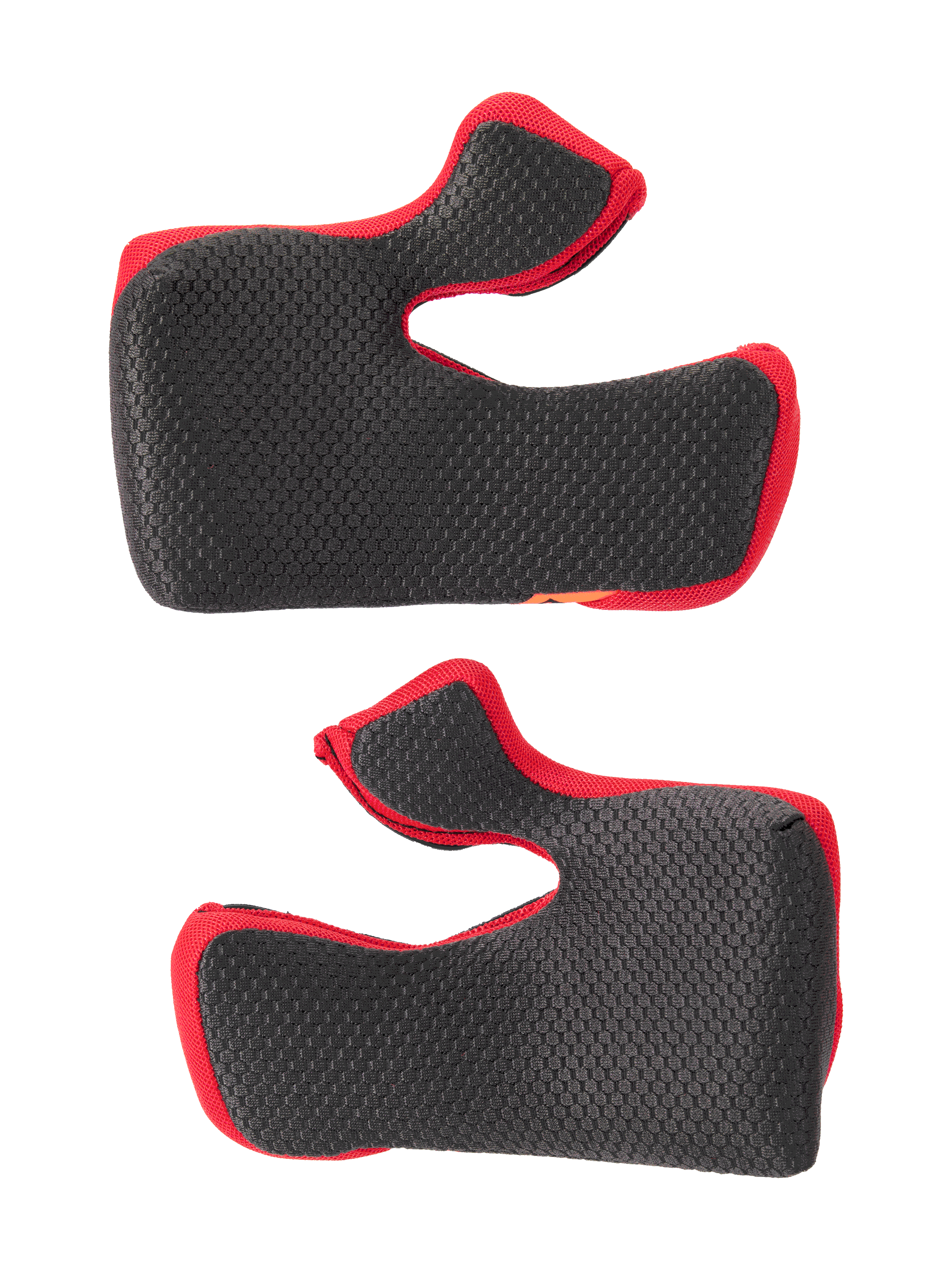Alpinestars Supertech M10 22.06 Regular Wangenpolster-Set, Schwarz mit roten Kanten, hexagonale Mesh-Oberfläche mit Textur, Ersatz-Innenpolsterung für Motocross-Helme, geschwungene ergonomische Form