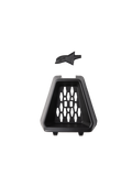 Alpinestars S-M3 Chin Vent, Helmet Accessory, Black, official replacement part featuring a trapezoidal plastic vent with a honeycomb pattern and a separate black Astars logo insert, designed for off-road motorcycle helmets.