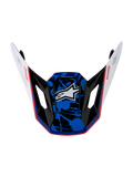Alpinestars S-M7 Blaster Visier, Motocross-Helm-Ersatzvisier, Weiß, Blau und Rot, glänzend mit Splatter-Grafik.