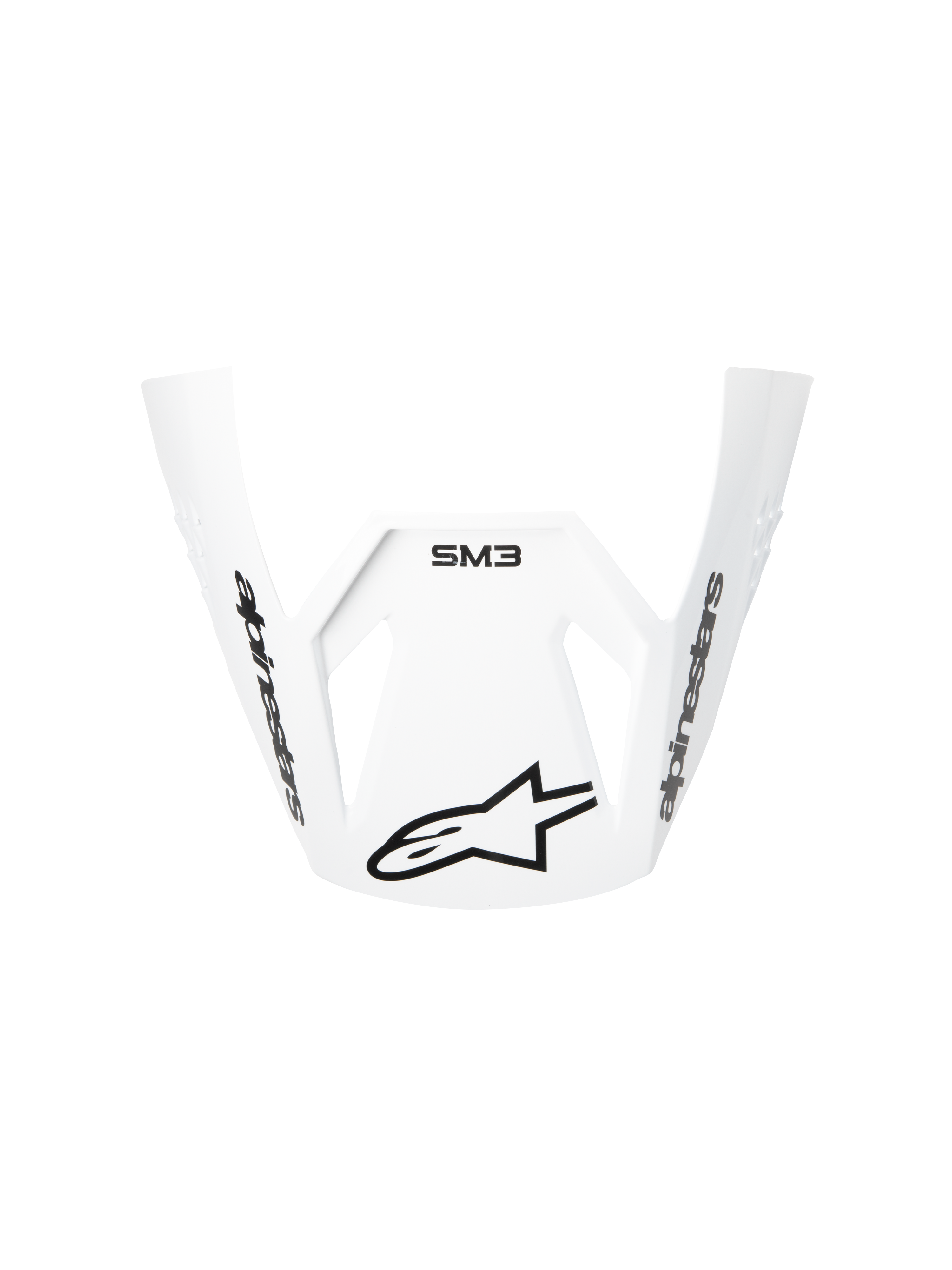 Alpinestars S-M3 Radium ECE06 Visier, Weiß, Motorradhelm-Ersatzvisier, gebogenes aerodynamisches Design mit schwarzen Alpinestars Logos und SM3-Branding, robuster Kunststoff für Motocross-Performance