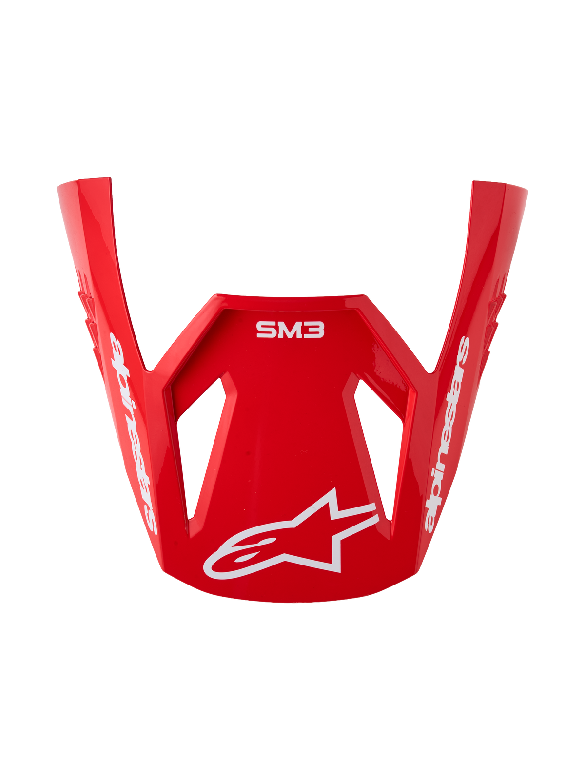 Alpinestars S-M3 Radium Visier, Motocross-Helm Ersatzvisier, Rot und Weiß glänzend mit weißem Logo.