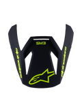 Alpinestars S-M3 Youth Radium Visier, Ersatz-Helmschirm, Mattschwarz mit neongelben Grafiken, mit SM3-Logo und Alpinestars-Branding, kantiges aerodynamisches Design für Motocross-Helme