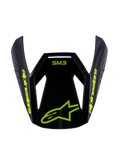 Alpinestars S-M3 Youth Radium Visier, Ersatz-Motocross-Helmschirm, Schwarz Gelb Fluo Glänzend, mit gelbem Alpinestars-Schriftzug und Stern-Logo auf der Vorderseite, aerodynamisches Design für Jugend-Offroad-Helme