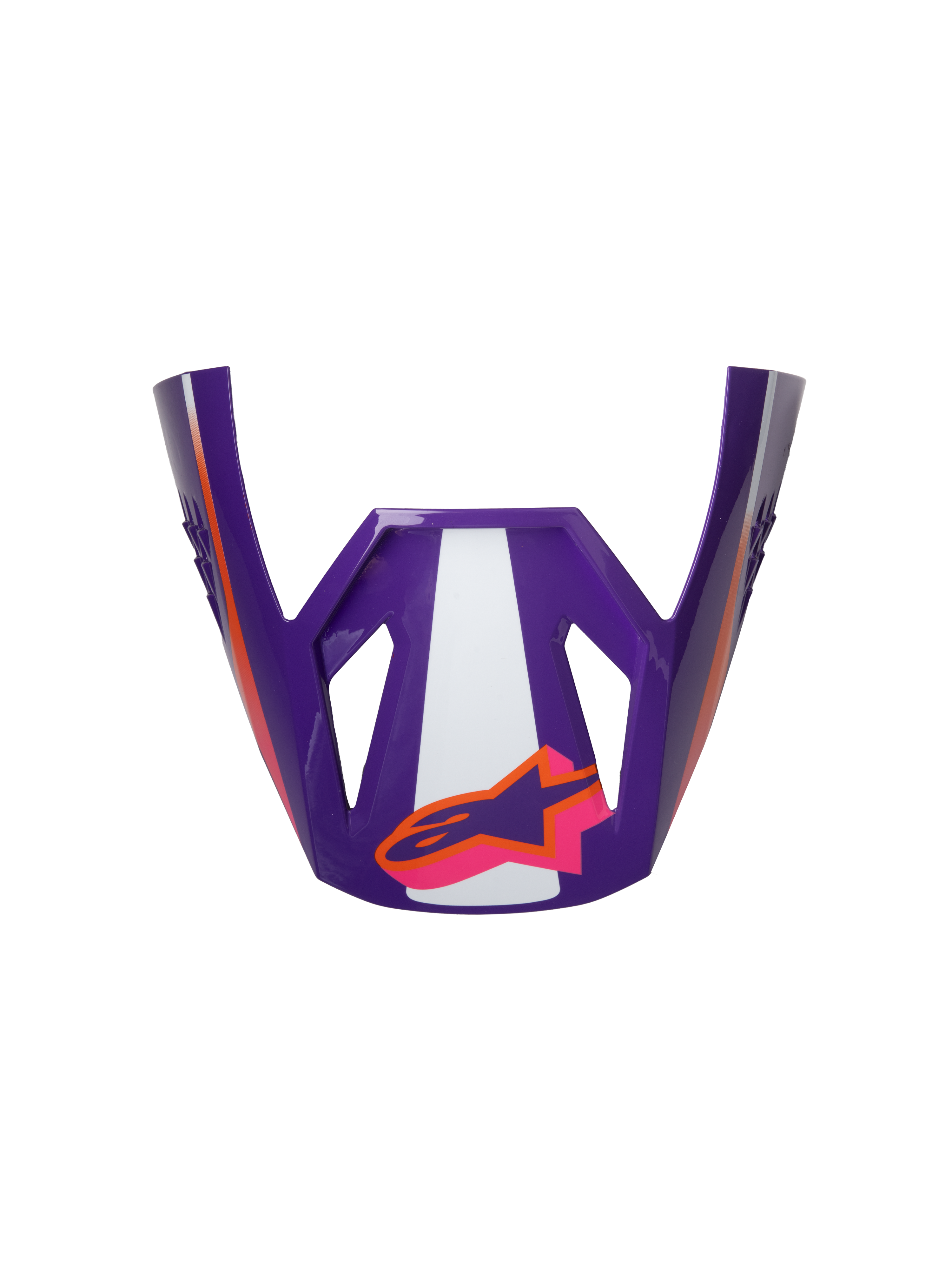 Alpinestars S-M3 Heat ECE06 Helmvisier, Motorrad-Rennvisier, Lila, Weiß und Pink, Hochglanz-Finish, orangefarbene Akzente mit Stern-Logo, kantiges Design mit sportlichen Ausschnitten