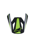 Alpinestars S-M3 Heat Visor ECE06, Motorcycle Helmet Visor, Yellow Fluo and Black Glossy, featuring a bold fluorescent yellow central stripe and side accents, glossy black finish with yellow star logo, aerodynamic peak design for motocross helmets