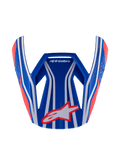 Alpinestars S-M3 Youth Wurx Visier, Motocross-Helmvisier, Blau, Rot und Weiß mit schwarzen Akzenten, glänzendes Finish mit markanten Streifen und Astar-Logo, kantiges aerodynamisches Ersatzvisier für MX-Jugendhelme