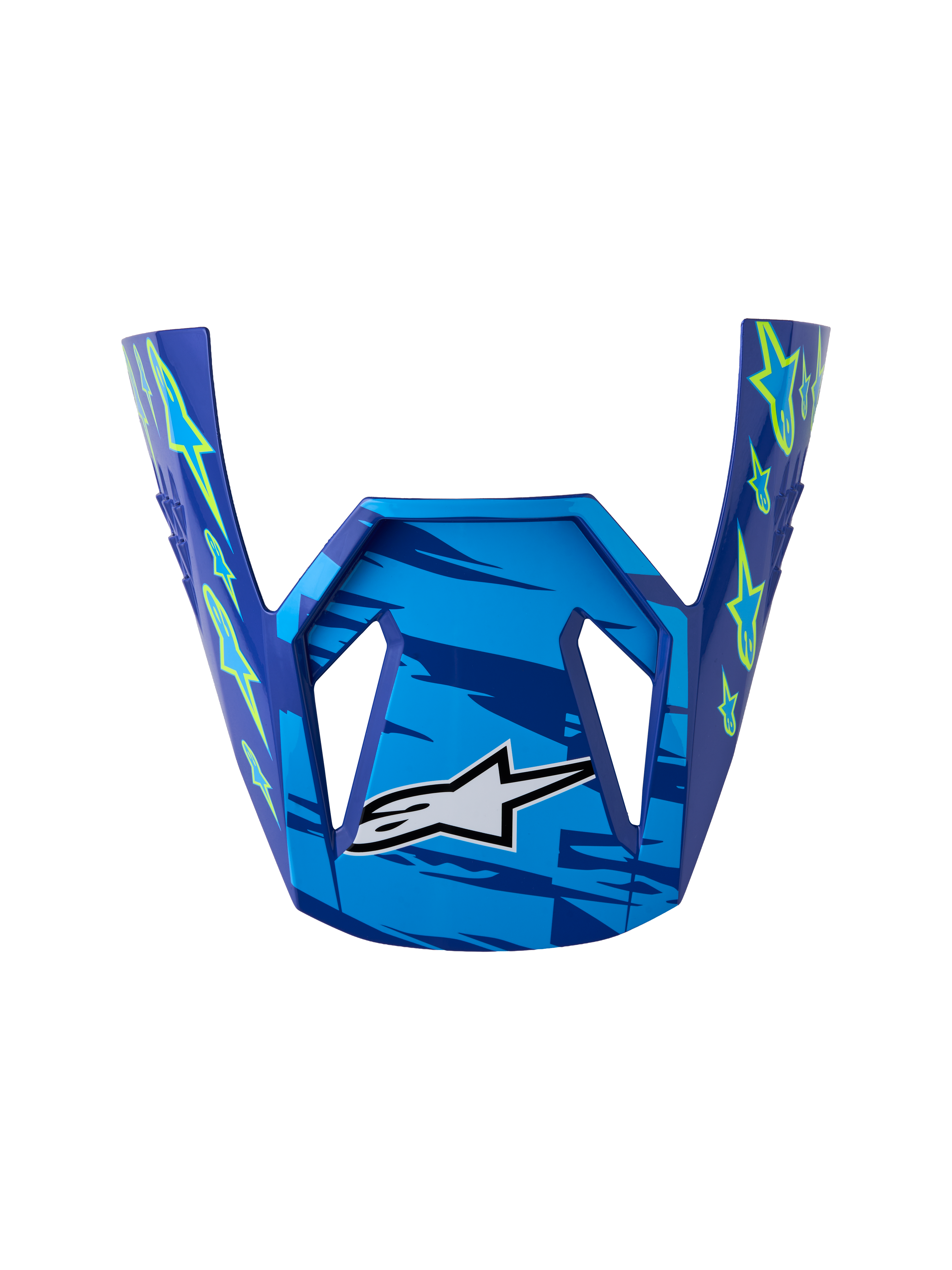 Alpinestars SM3 Youth Falcon Visor, blue and yellow fluo motocross helmet accessory with a glossy finish.
