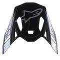 Alpinestars Supertech M10 Carbon Meta2 Visier, Motocross-Helm-Zubehör, Schwarz und Grau glänzend, graues A-Star-Logo auf der Vorderseite, aerodynamisches Design mit Belüftungsausschnitten für Offroad-Rennsport