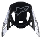 Alpinestars Supertech M10 Carbon Meta2 Visier, Motocross-Helm-Zubehör, Schwarz und Grau glänzend, graues A-Star-Logo auf der Vorderseite, aerodynamisches Design mit Belüftungsausschnitten für Offroad-Rennsport