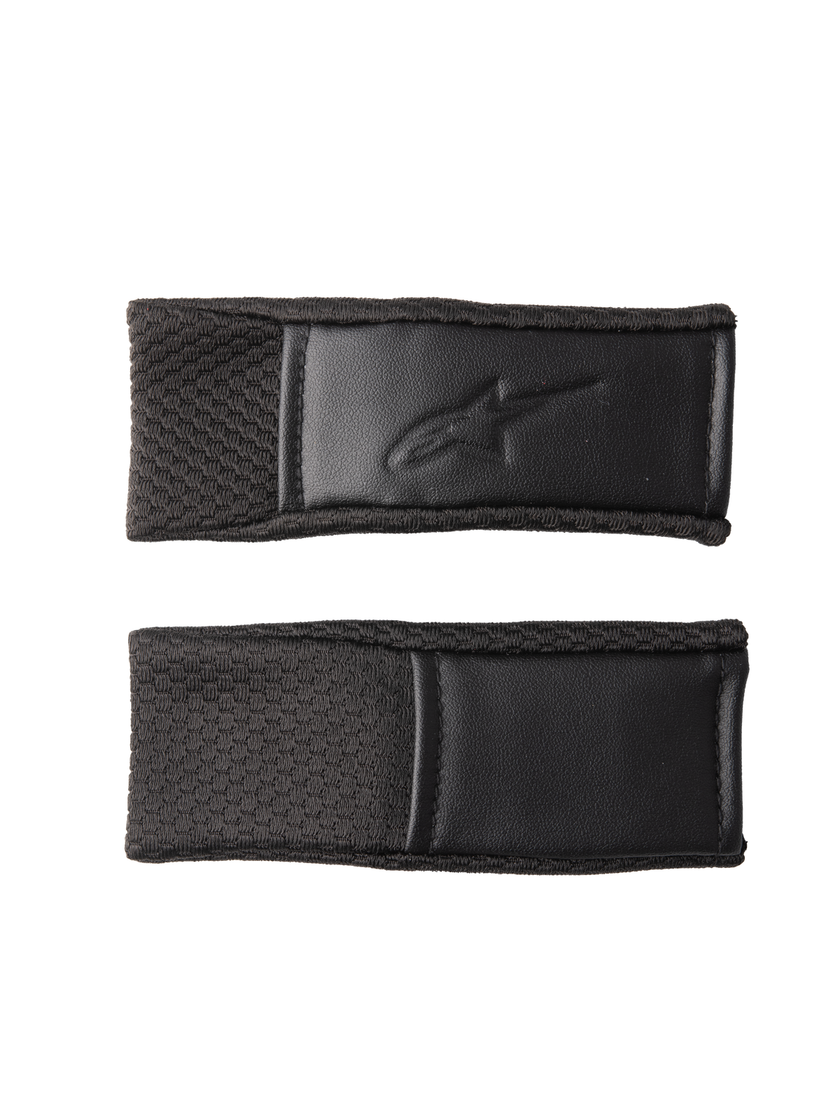 Alpinestars S-M7 Kinnriemen-Abdeckungsset, Schwarz, Ersatz-Helmriemenabdeckungen mit strukturiertem Griffmuster und geprägtem Logo, genähte Kanten, Motocross-Helmzubehör
